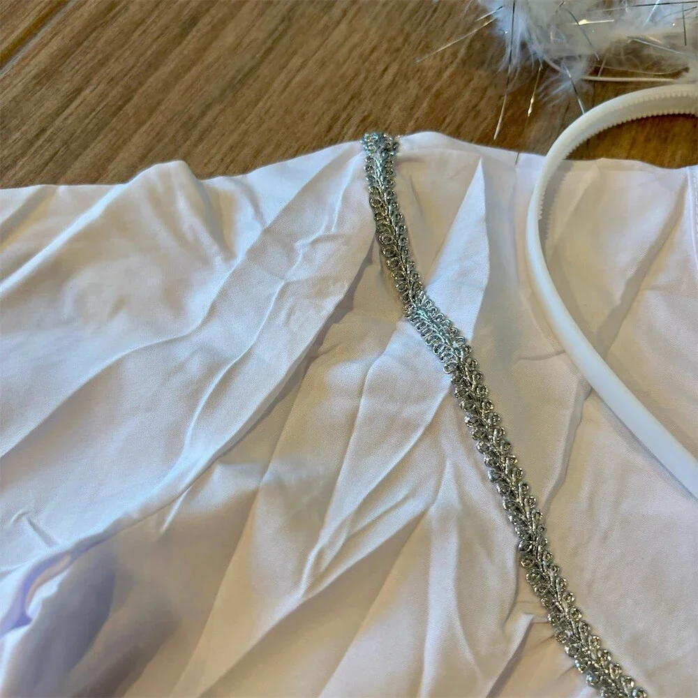 iimmer Girls Angel Costume Dress Robe w/ Halo Headband White Size 130